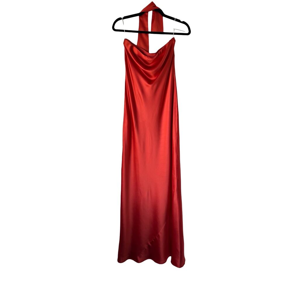 Reformation Silk Strapless Midi Dress Rust Size M Scarf Included - Picture 2 of 6